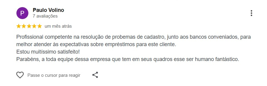Avaliação real no Google - Print 1